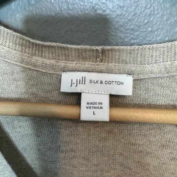 J.JILL silk & cotton v neck sweater in heather oatmeal size L - Picture 4 of 6